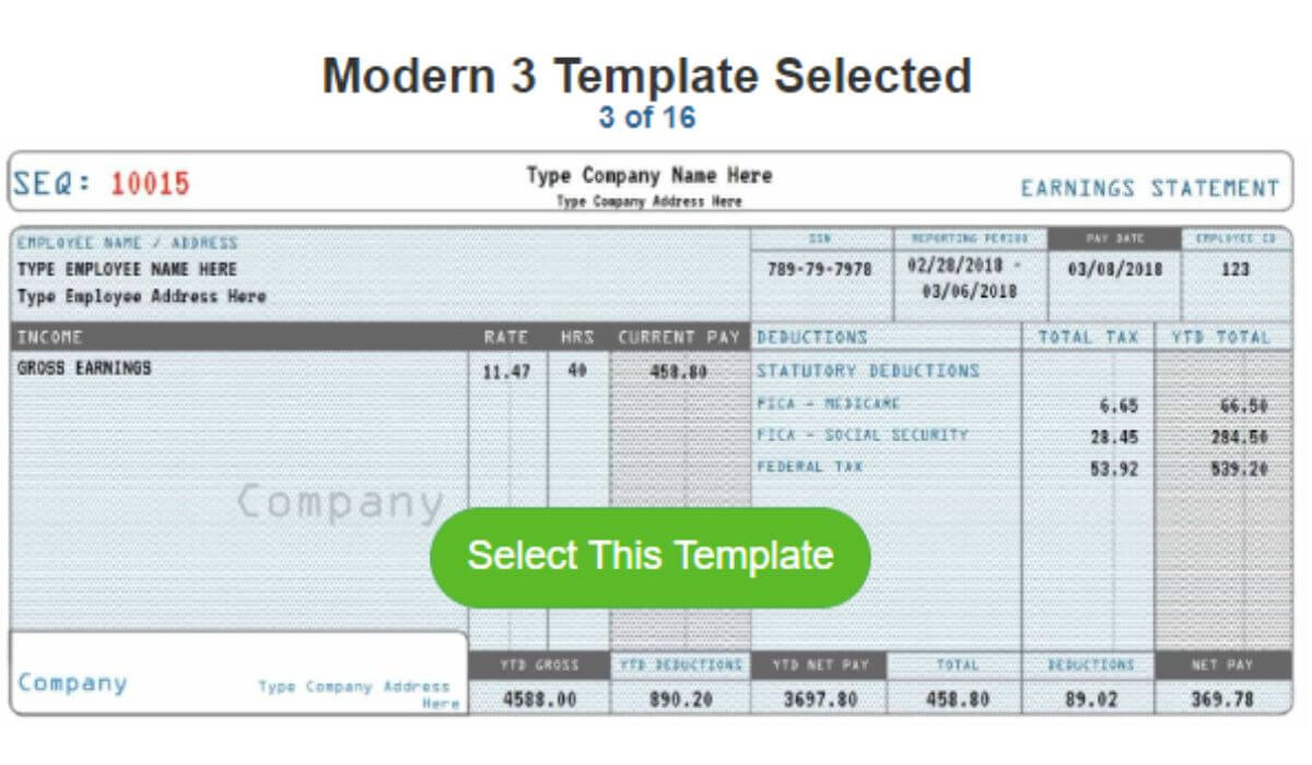 How To Select A Check Stub Template